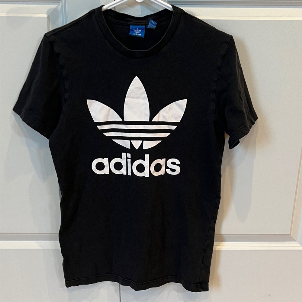 Adidas Men’s Black and White Logo Tee, Size Small